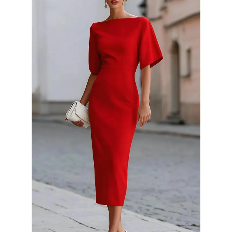 Leonelle - Elegantes Midikleid mit Bootsausschnitt