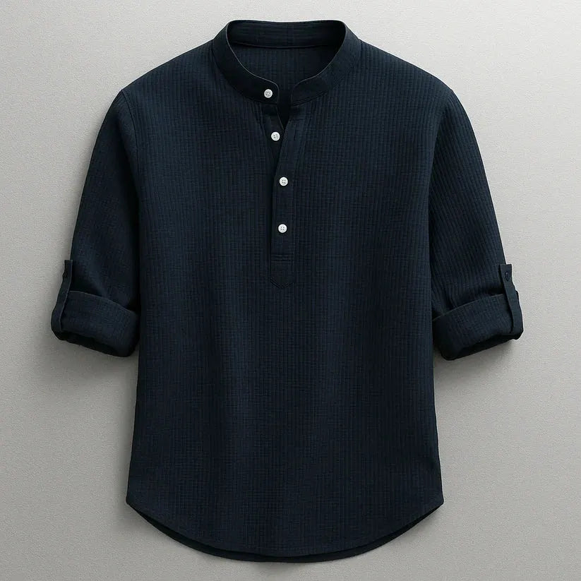 Jarvis - Strukturiertes Henley-Shirt