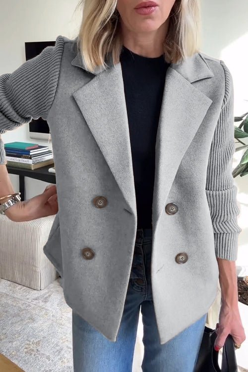 Ebba - Doppelreihiger Blazer mit Strickärmeln
