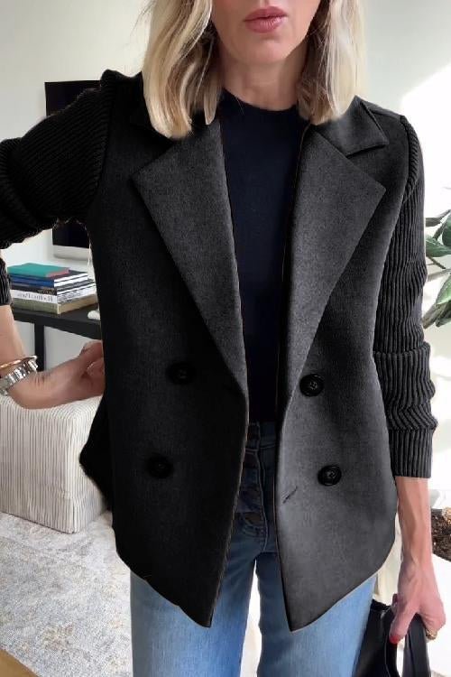 Ebba - Doppelreihiger Blazer mit Strickärmeln