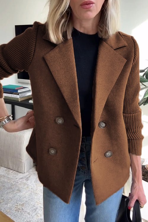 Ebba - Doppelreihiger Blazer mit Strickärmeln