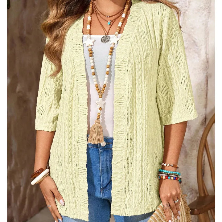 Delienne - Soft-Touch Ajour-Strickjacke