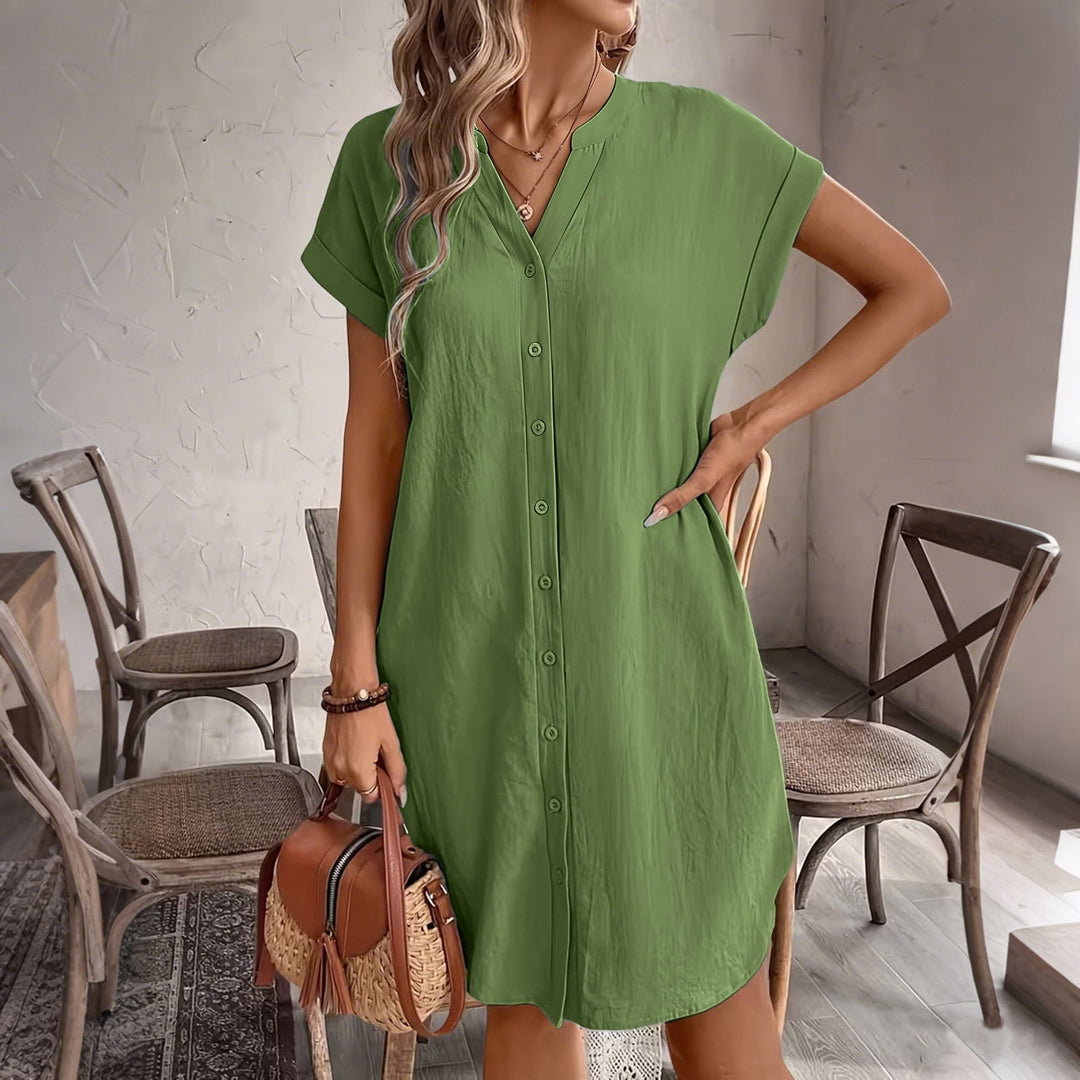 Ainslea - Strukturiertes Mini-Hemdblusenkleid