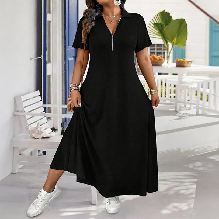 Primelle - Softtouch-Maxikleid mit Zip-Kragen