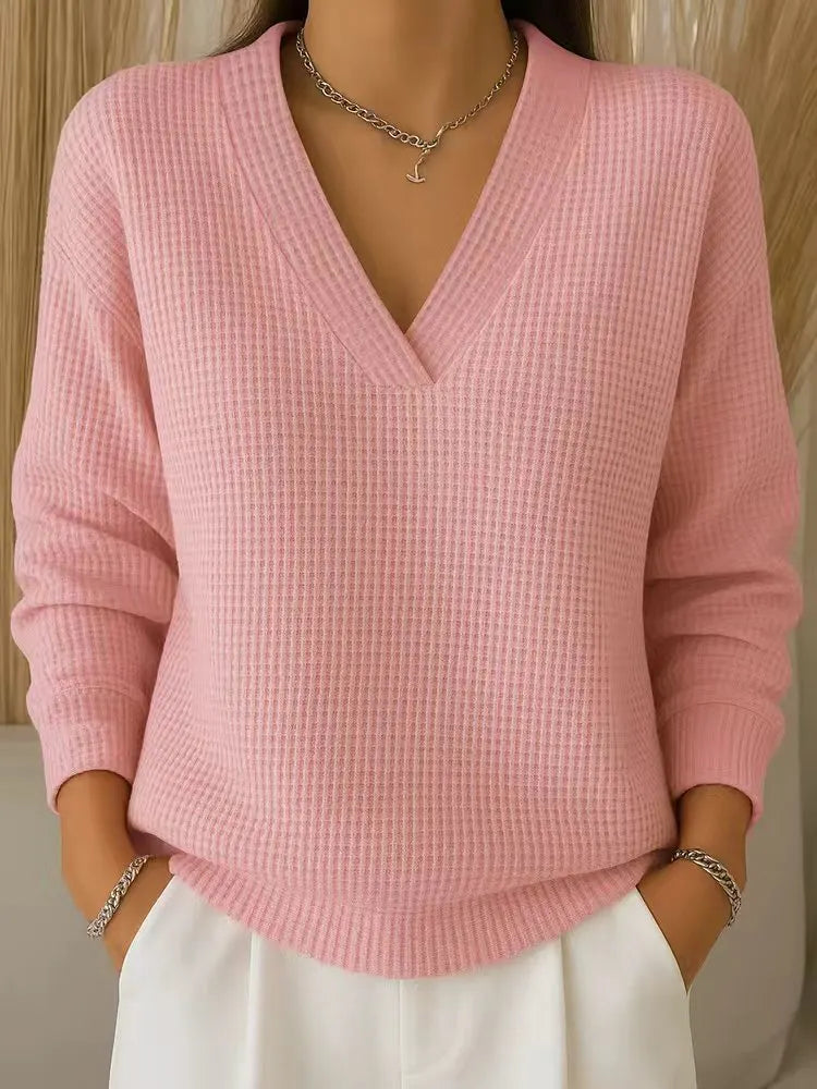 Alouina - Legerer Waffelstrickpullover