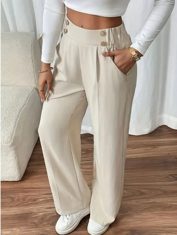 Ashlena - Hochtaillierte Wide-Leg-Hose mit Soft-Touch