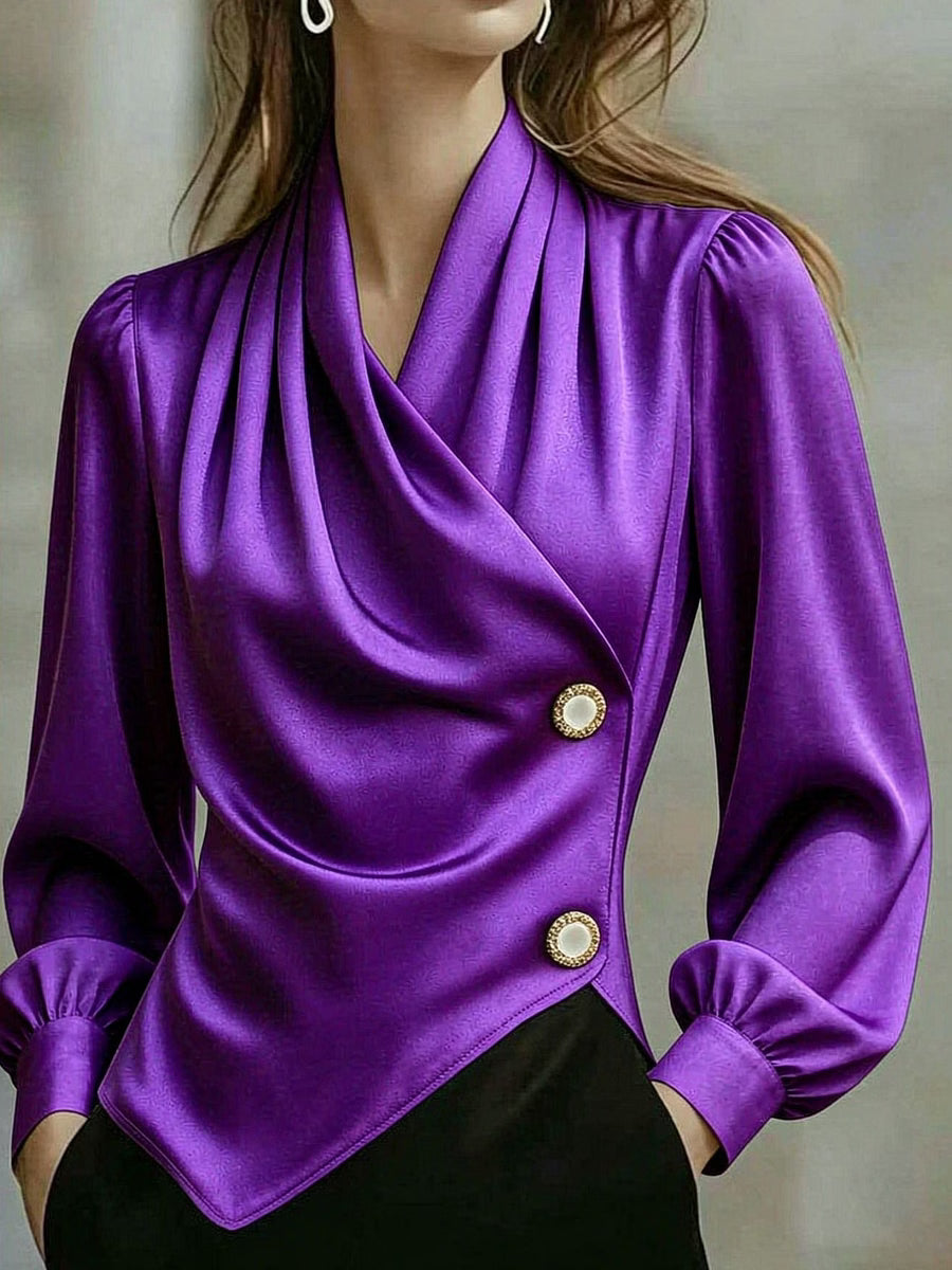 Ximena - Elegante drapierte Satinbluse
