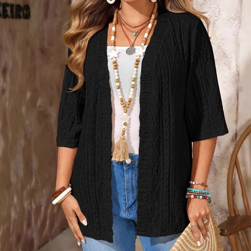 Delienne - Soft-Touch Ajour-Strickjacke