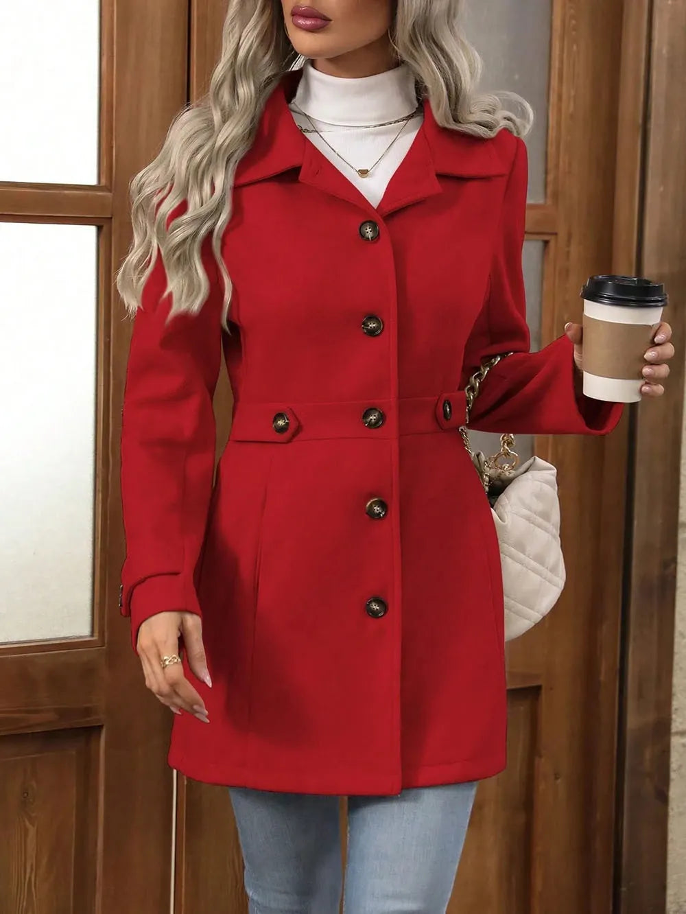 Bellona - Taillierter City-Mantel mit Gürtel