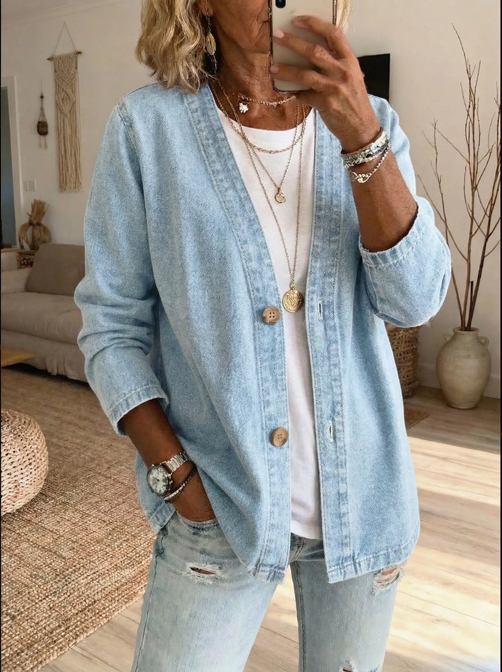 Shiloh - Leichter Denim-Cardigan mit Knopfleiste