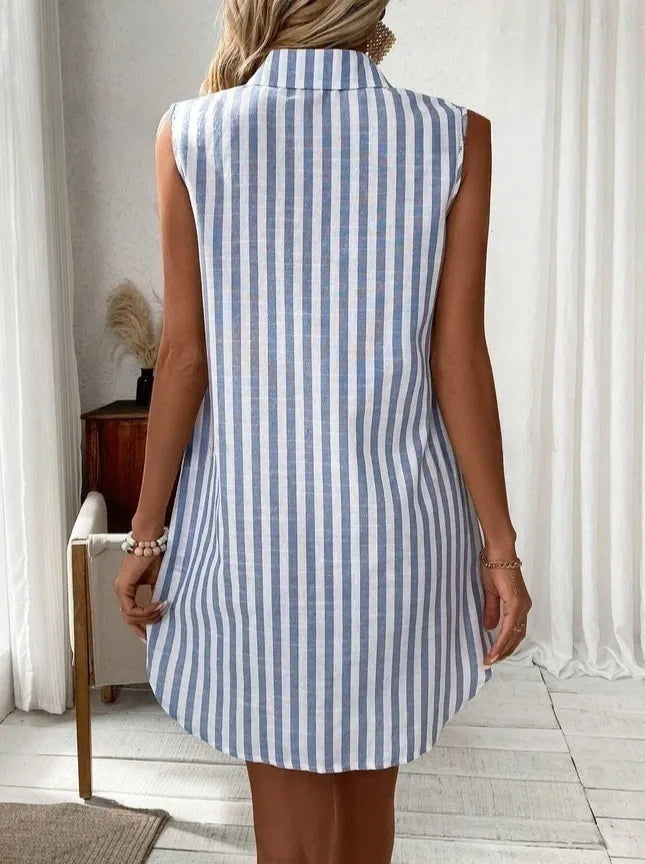 Anora - Gestreiftes Hemdkleid in Soft-Touch-Qualität
