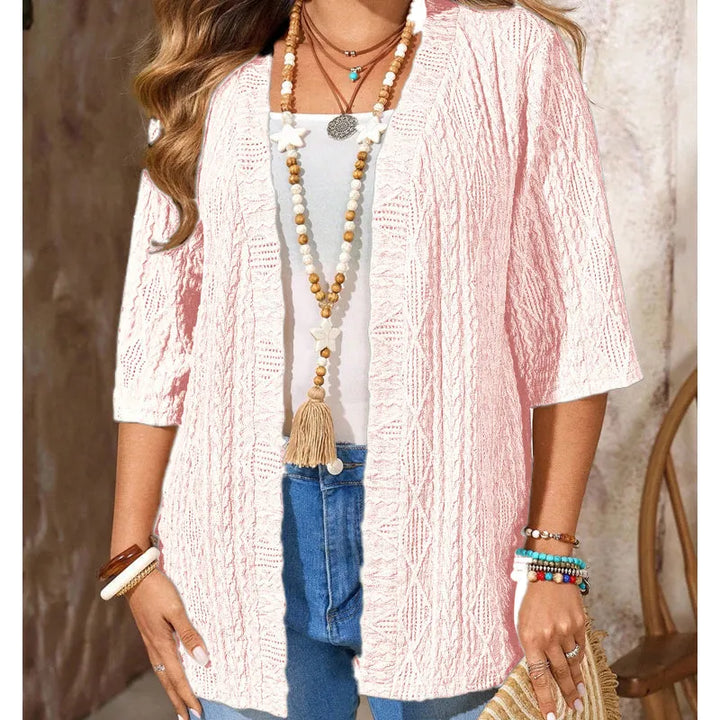 Delienne - Soft-Touch Ajour-Strickjacke