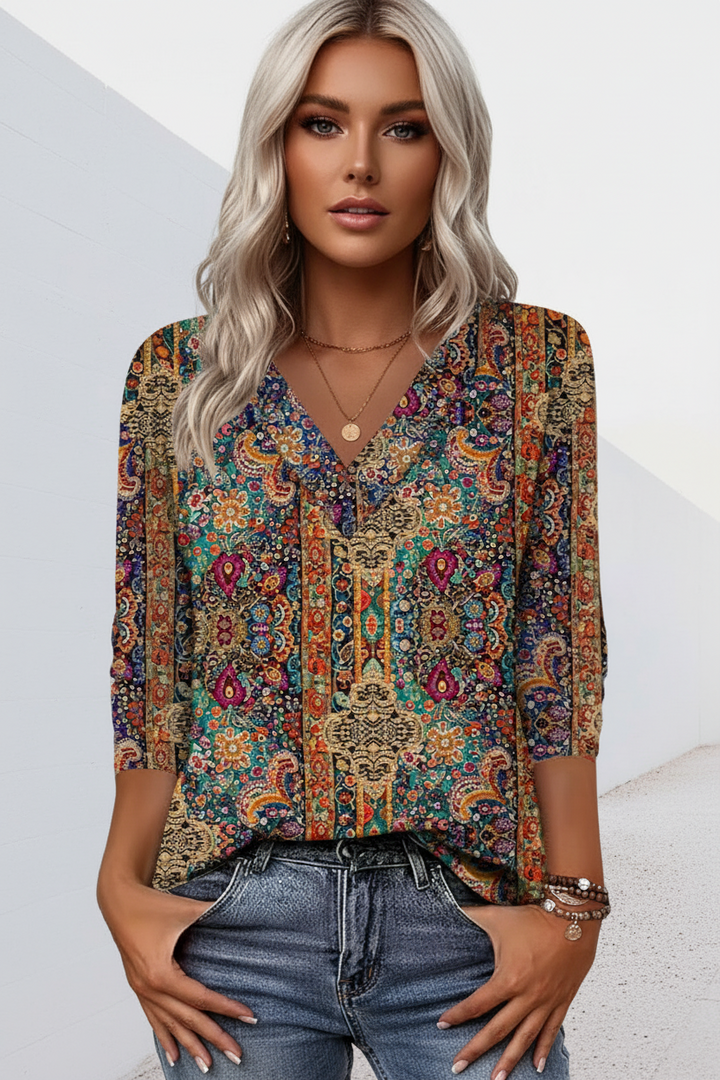 Lenora - Bluse mit sanftem V-Ausschnitt