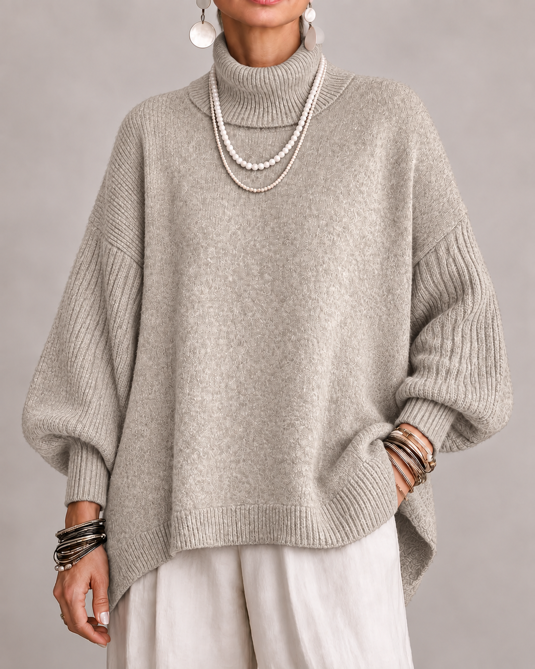 Aislin - Übergroßer Rollkragen-Strickpullover