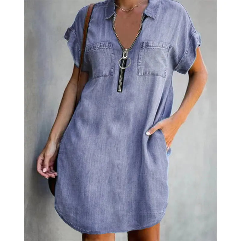 Genevalle - Legeres Chambray-Kleid mit Taschen