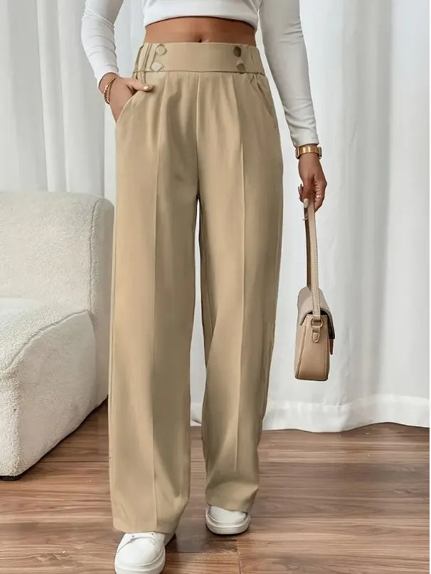 Ashlena - Hochtaillierte Wide-Leg-Hose mit Soft-Touch