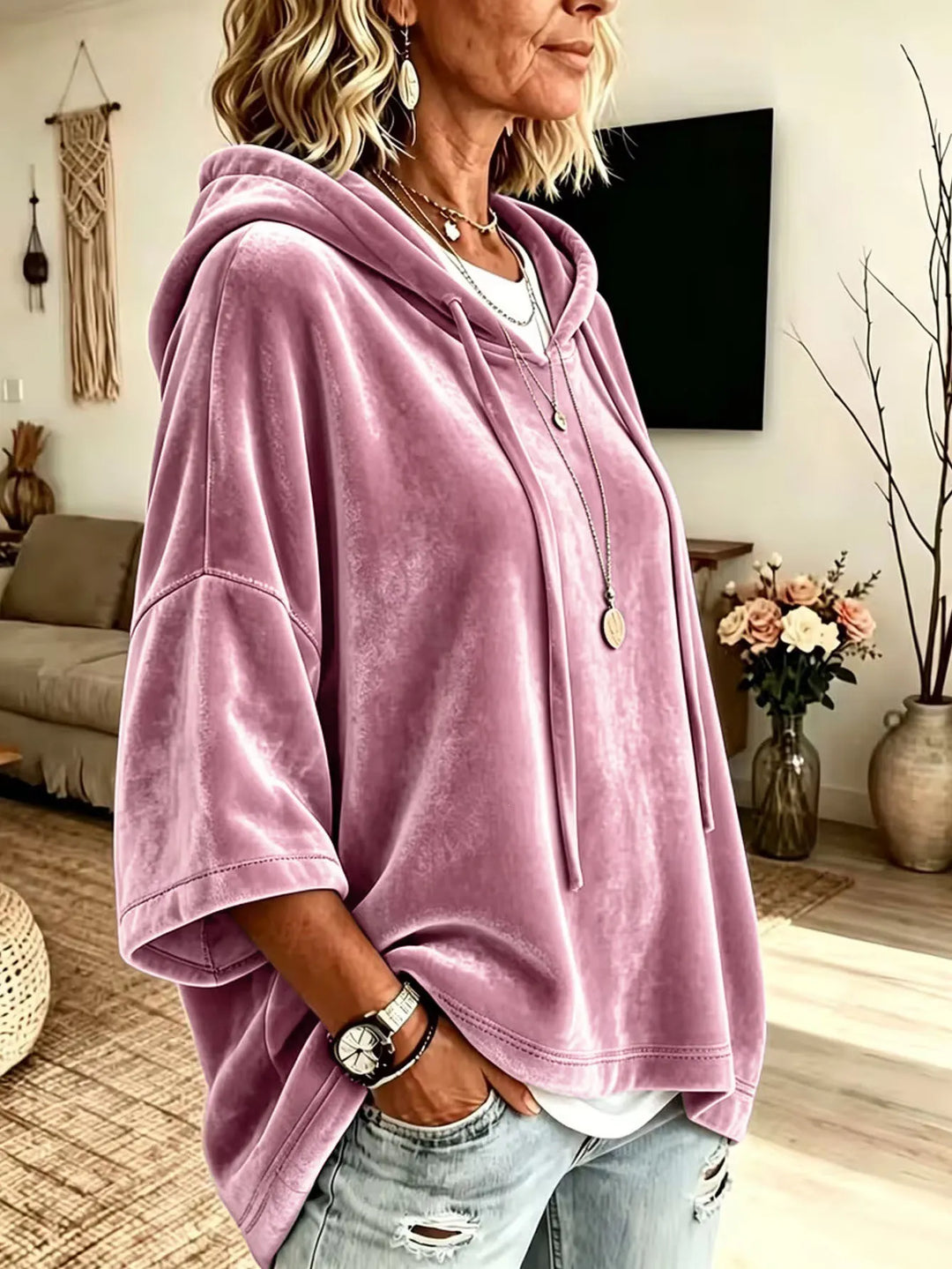 Fayelisse - Lässiger Lounge-Hoodie aus Samt