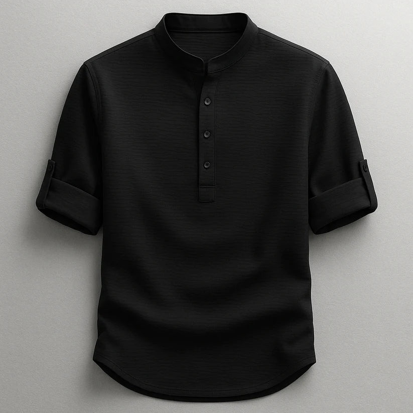 Jarvis - Strukturiertes Henley-Shirt
