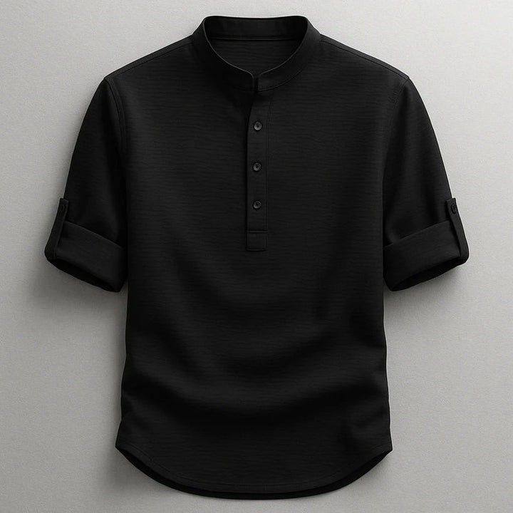 Jarvis - Strukturiertes Henley-Shirt