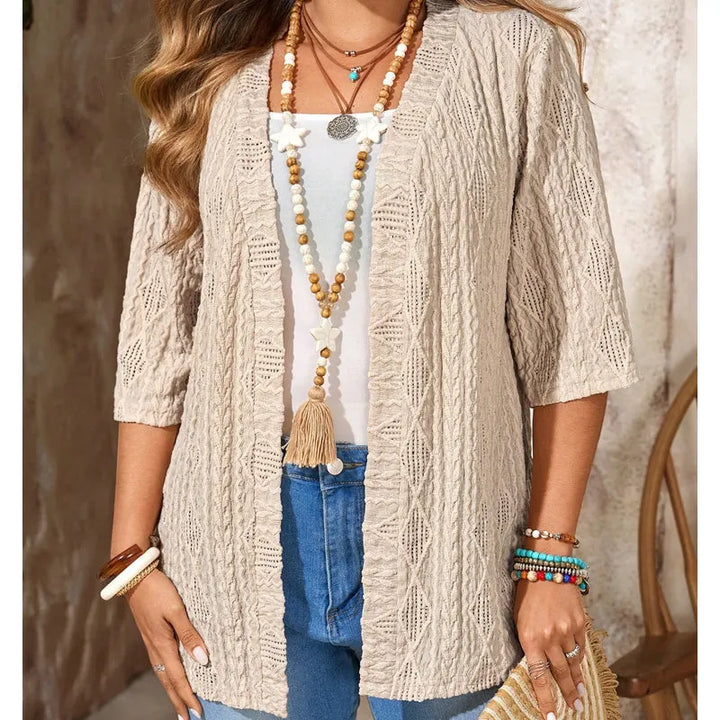 Delienne - Soft-Touch Ajour-Strickjacke