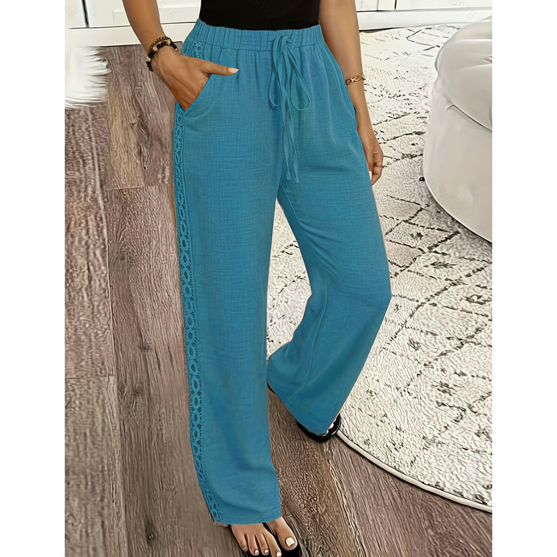 Estrelle - Loungehose mit Spitzenbesatz und Kordelzug