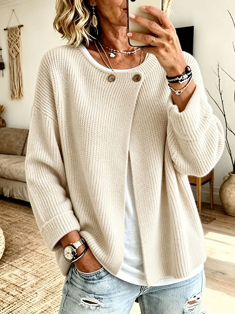 Anisa - Legerer Strick-Cardigan mit Knopfdetails
