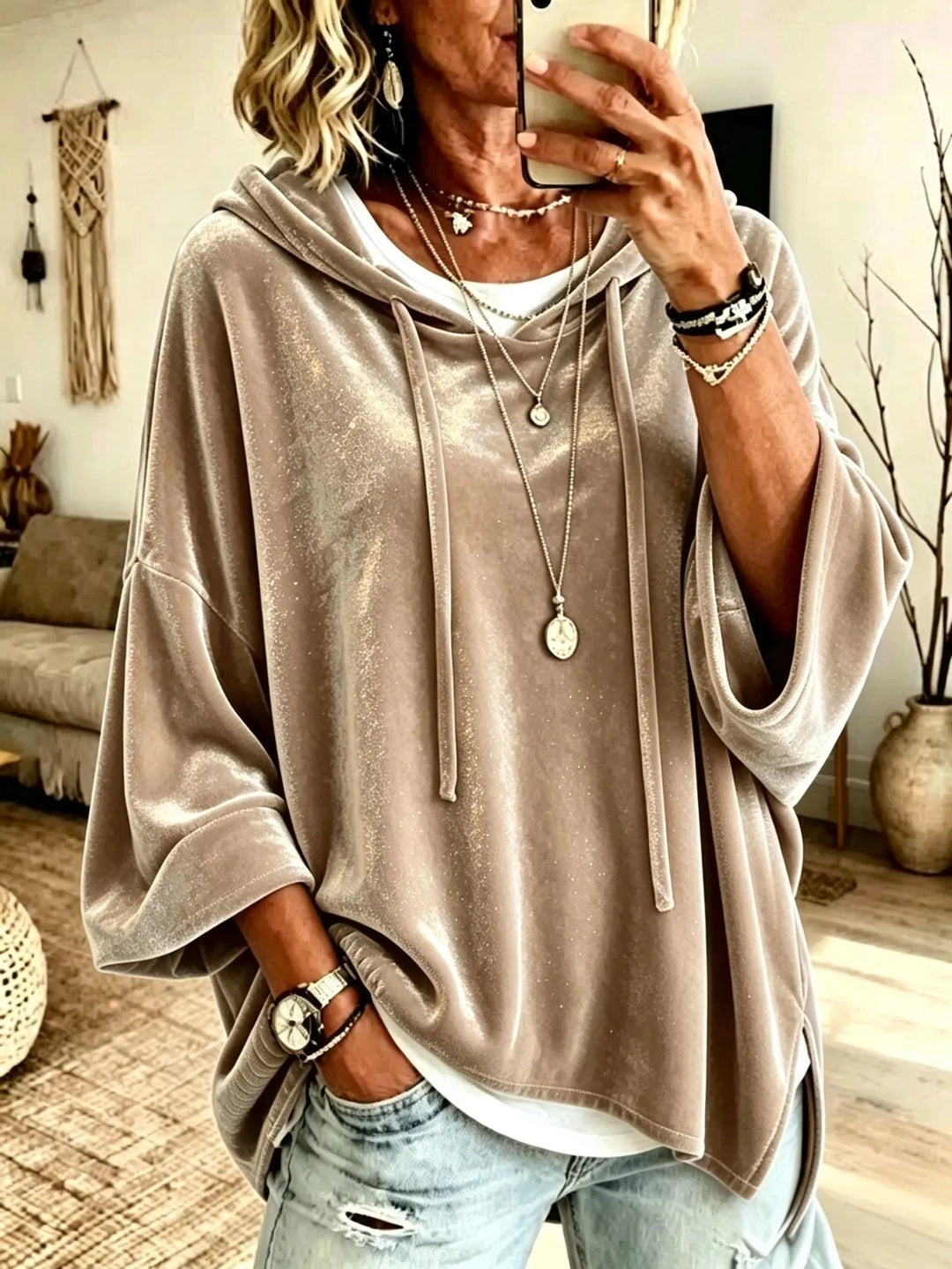 Fayelisse - Lässiger Lounge-Hoodie aus Samt