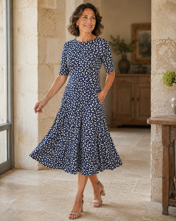 Hestia - florales Soft-Touch-Midikleid