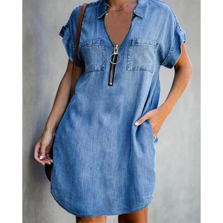 Genevalle - Legeres Chambray-Kleid mit Taschen