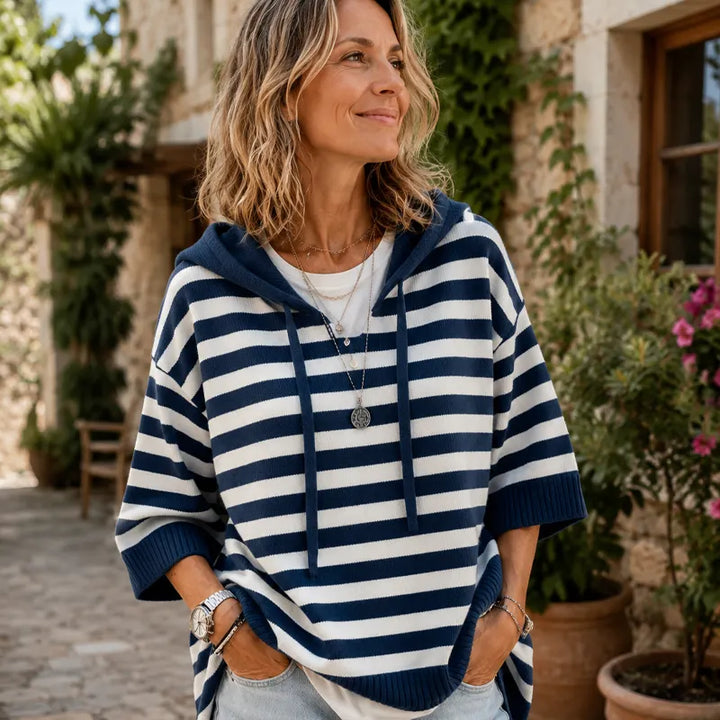 Leontine - Gestreifter Kapuzenpullover aus Strick