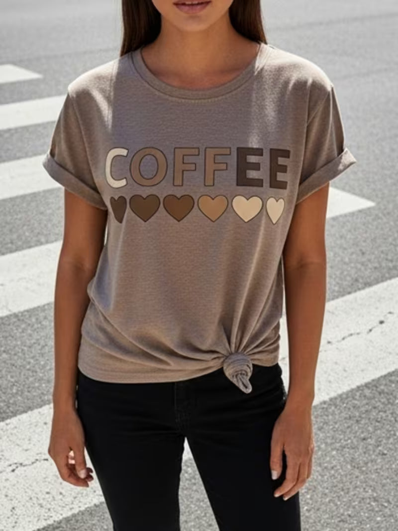 Sarai - Grafik-T-Shirt mit Kaffeekreuz-Print