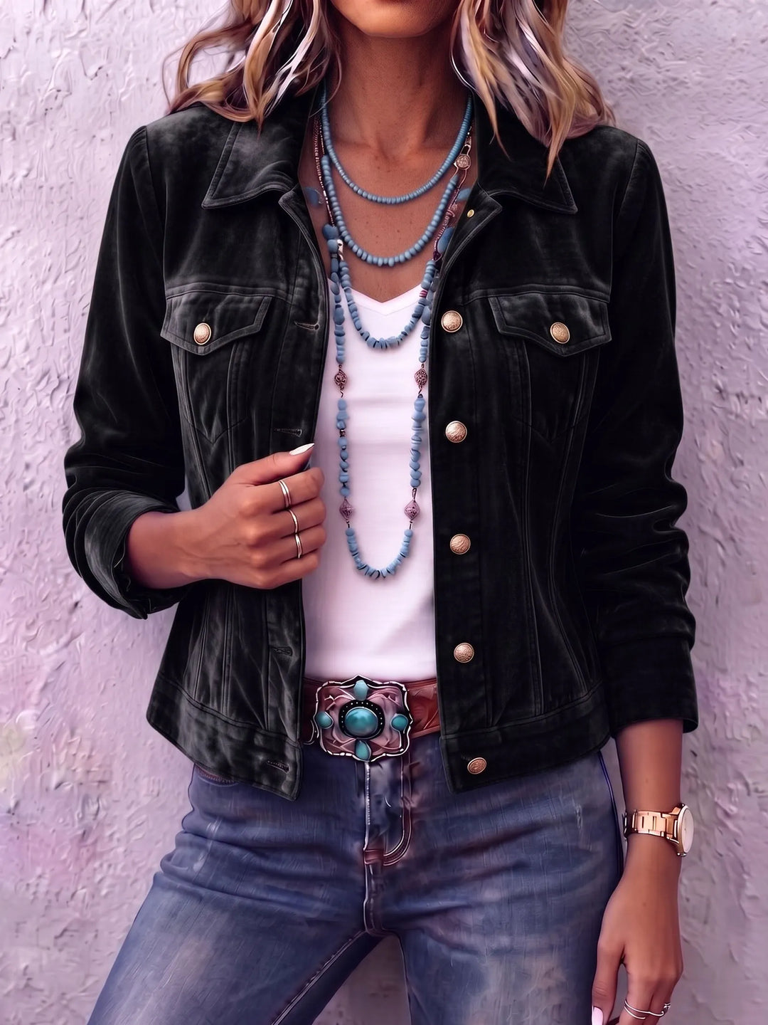 Amandria - Jacke in Vintage-Waschung mit Knopfleiste
