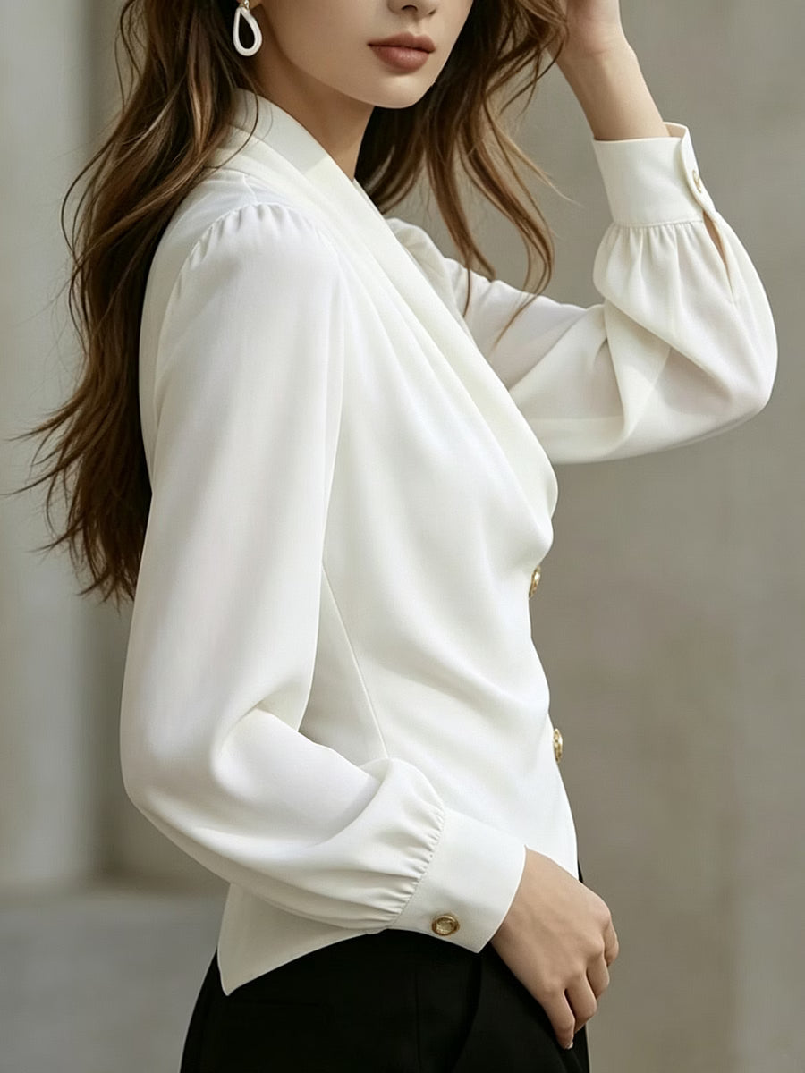 Ximena - Elegante drapierte Satinbluse