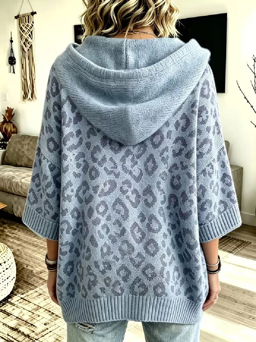 Jocasta - Oversize-Strickhoodie mit Leopardenmuster