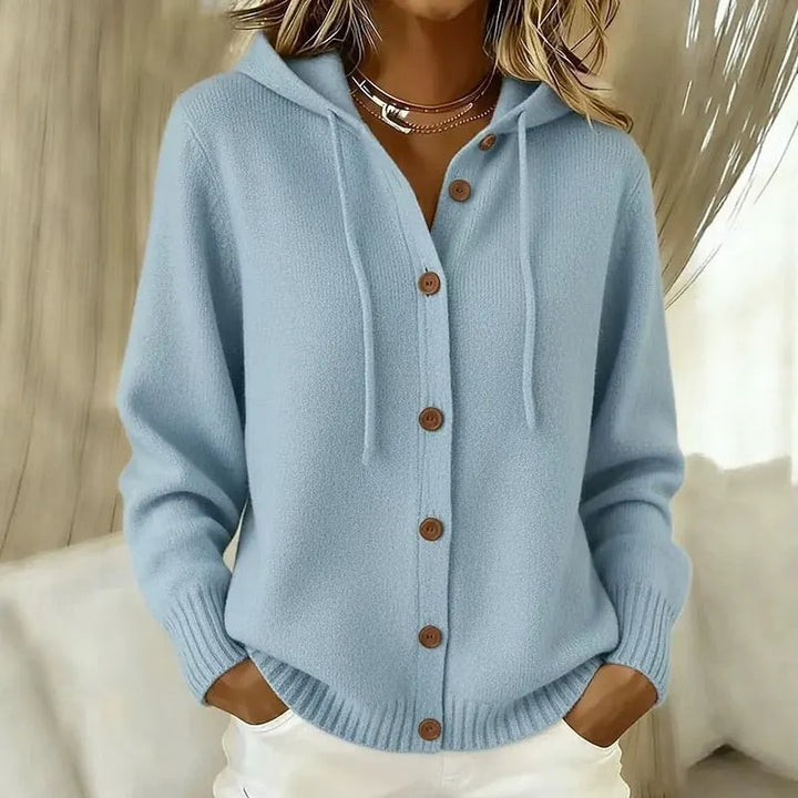Emanora - Bequemer Kapuzen-Cardigan mit Knopfleiste