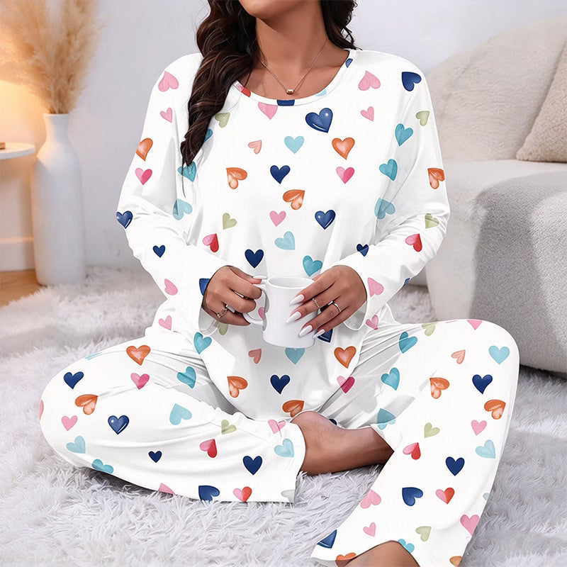 Bina - Softtouch-Langarm-Pyjama-Set mit Herz-Print