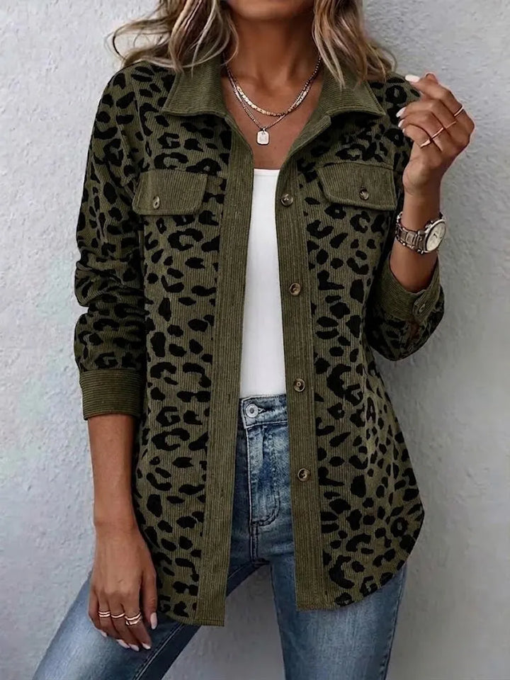 Miressia - Animal-Print-Cardigan mit Knopfleiste