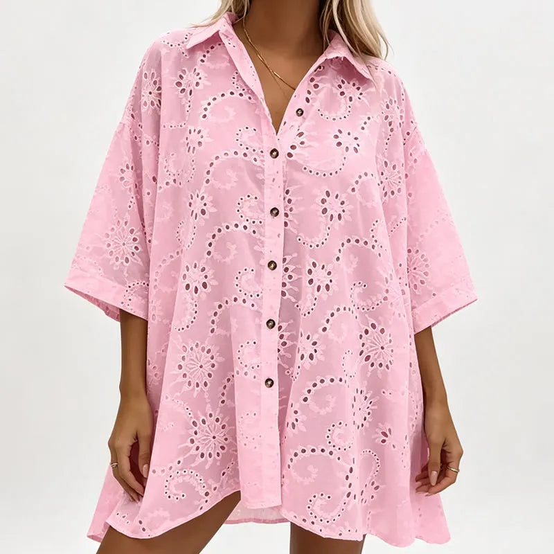 Amarielle - Luftiges besticktes Kleid mit Knopfleiste