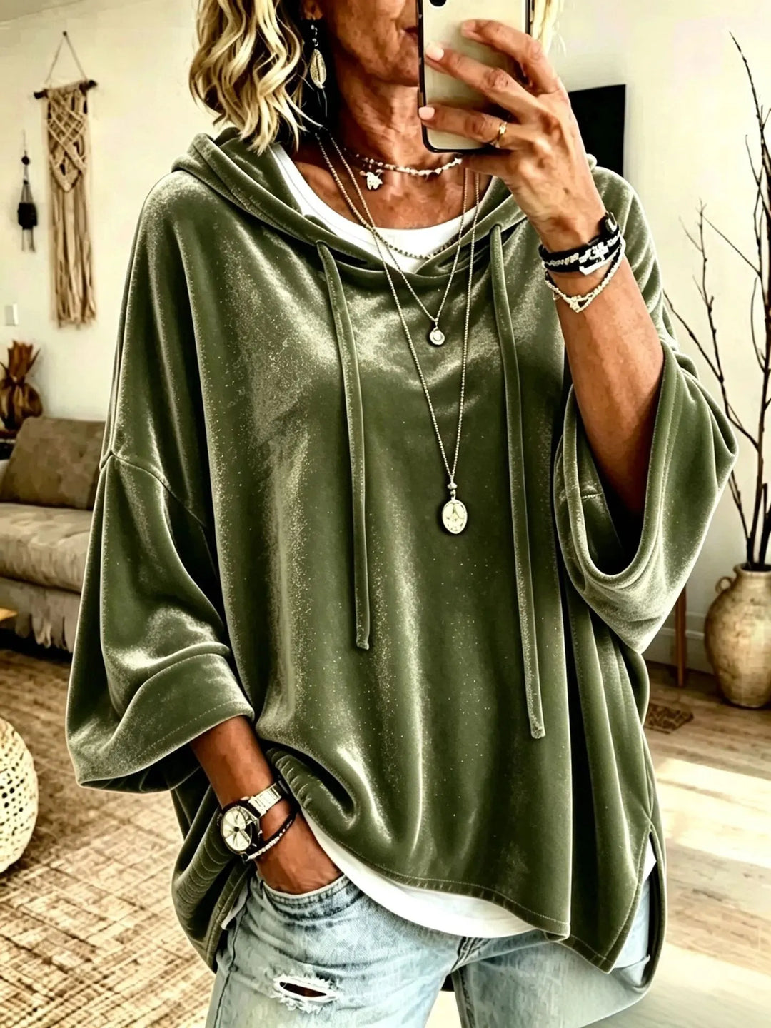 Fayelisse - Lässiger Lounge-Hoodie aus Samt