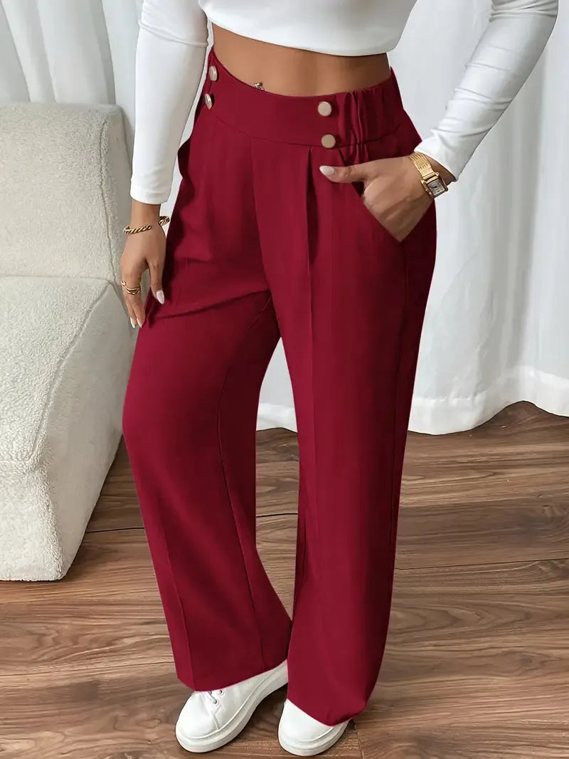 Ashlena - Hochtaillierte Wide-Leg-Hose mit Soft-Touch
