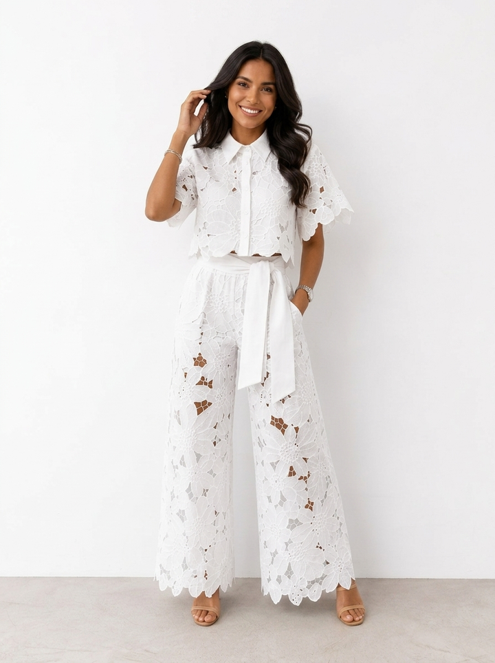 Avalina - Set aus Bluse und Hose mit Soft-Touch