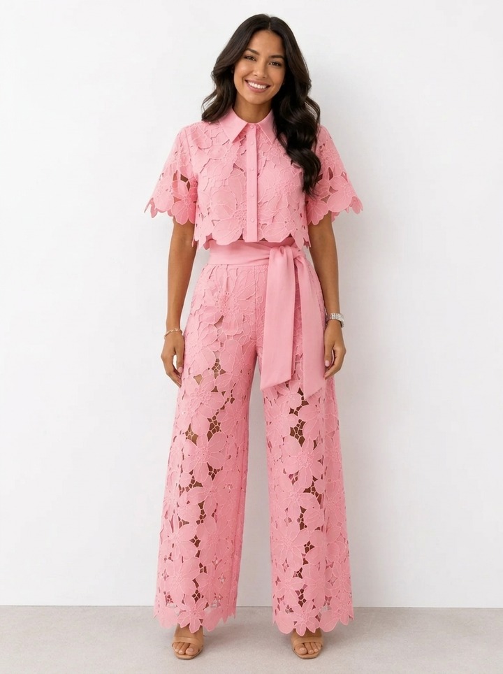 Avalina - Set aus Bluse und Hose mit Soft-Touch