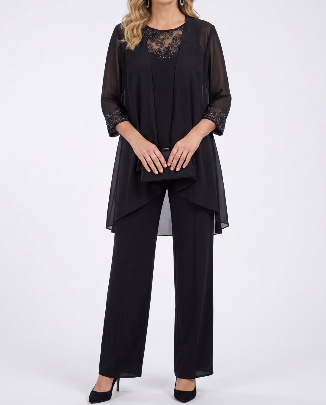 Aeliana - Elegantes dreiteiliges Set mit Blazer und weiter Hose