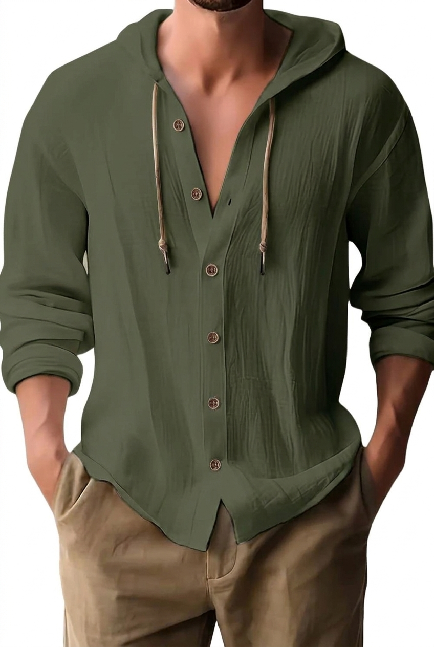 Fraser - ultrasoftes Henley-T-Shirt mit Kapuze