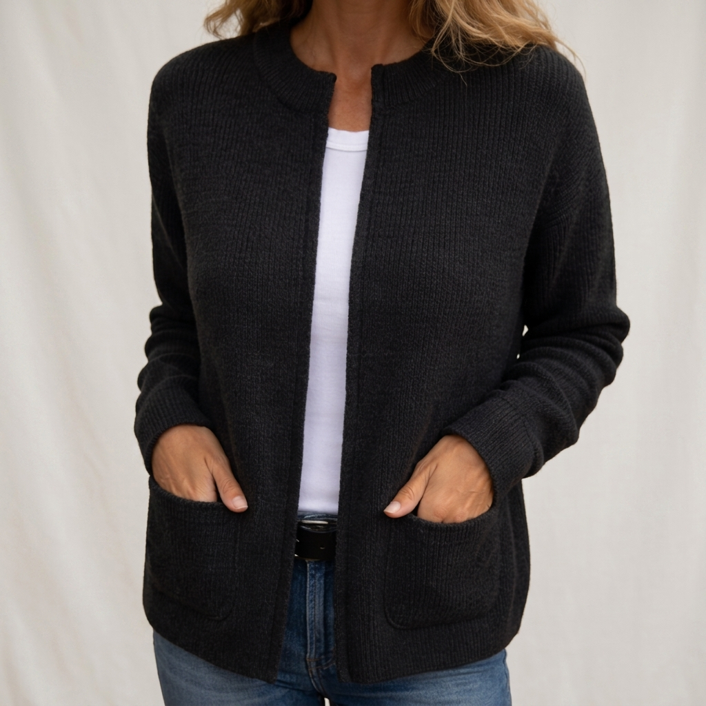 Sylverine - Offene Strickjacke mit Fronttaschen