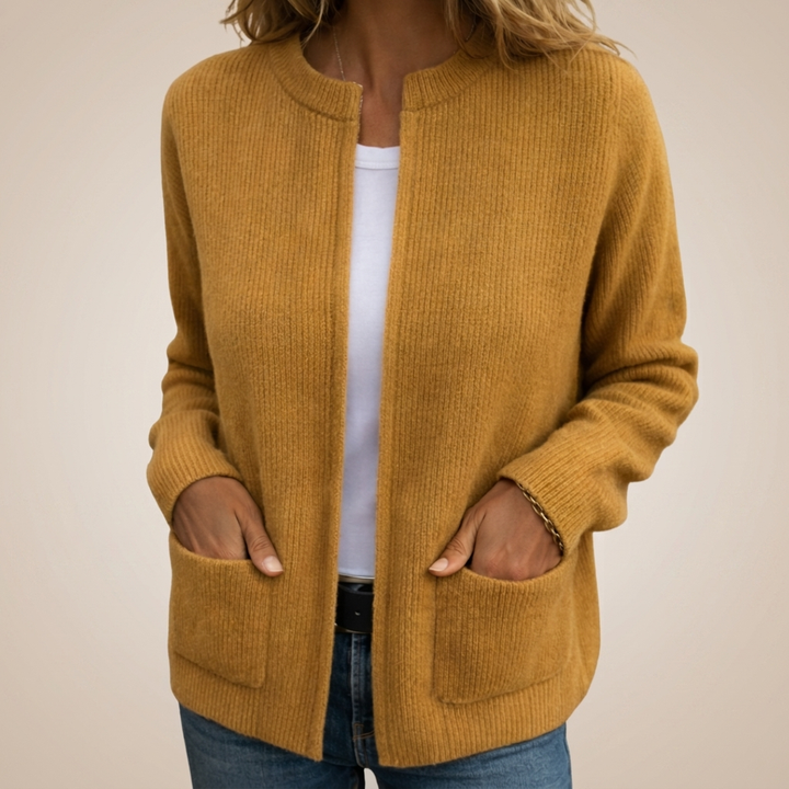 Sylverine - Offener Strick-Cardigan mit Fronttaschen