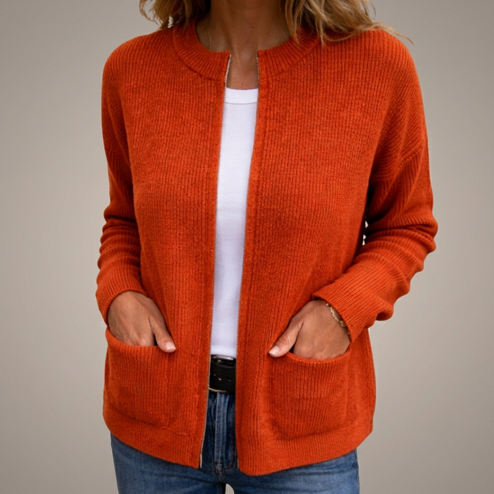 Sylverine - Offener Strick-Cardigan mit Fronttaschen
