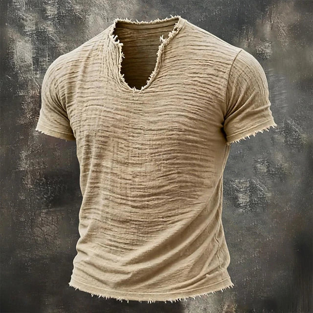 Jarrett - Strukturiertes T-Shirt mit V-Ausschnitt