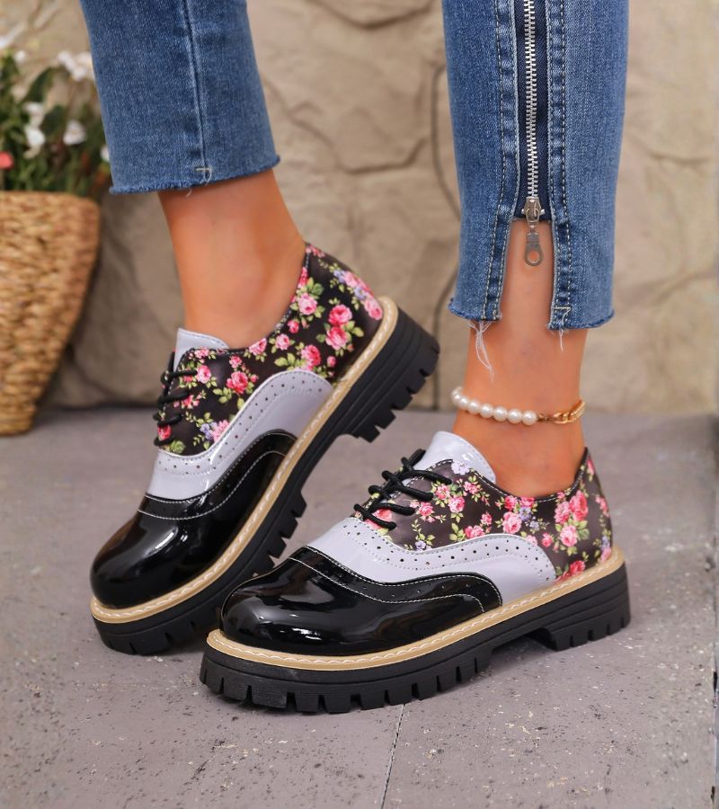 Dagna - Hochwertige florale Oxford-Schuhe