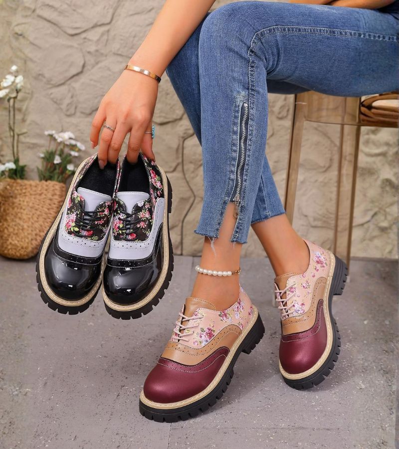 Dagna - Hochwertige florale Oxford-Schuhe